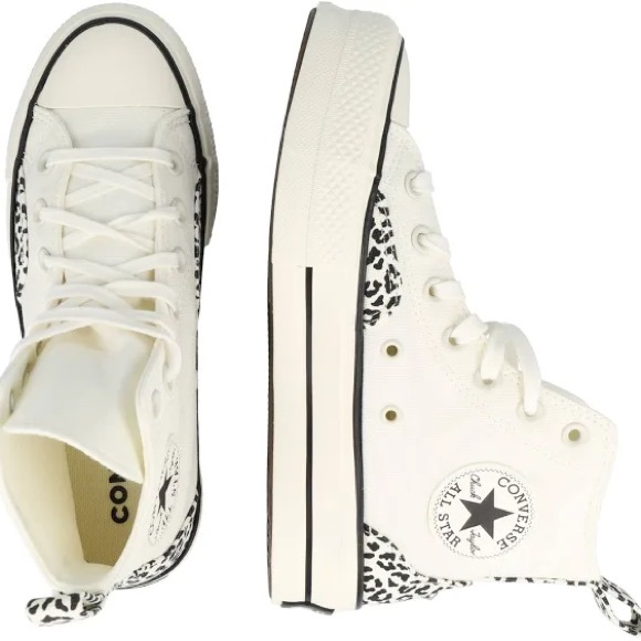 Converse Chuck Taylor High-Top Platform Sneakers - Off White w/Cheetah Pattern - Picture 1 of 8